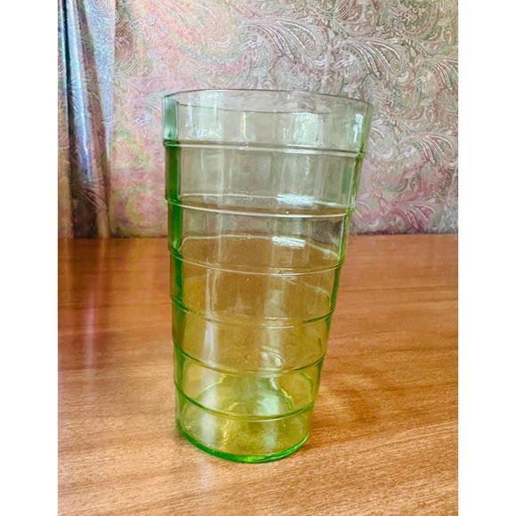 Vintage block optic Green uranium glass 10oz tumbler by Anchor Hocking - Picture 10 of 10
